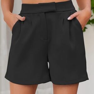Summer Black Dressy Shorts Pockets High Waist Elastic Back Waist Size M